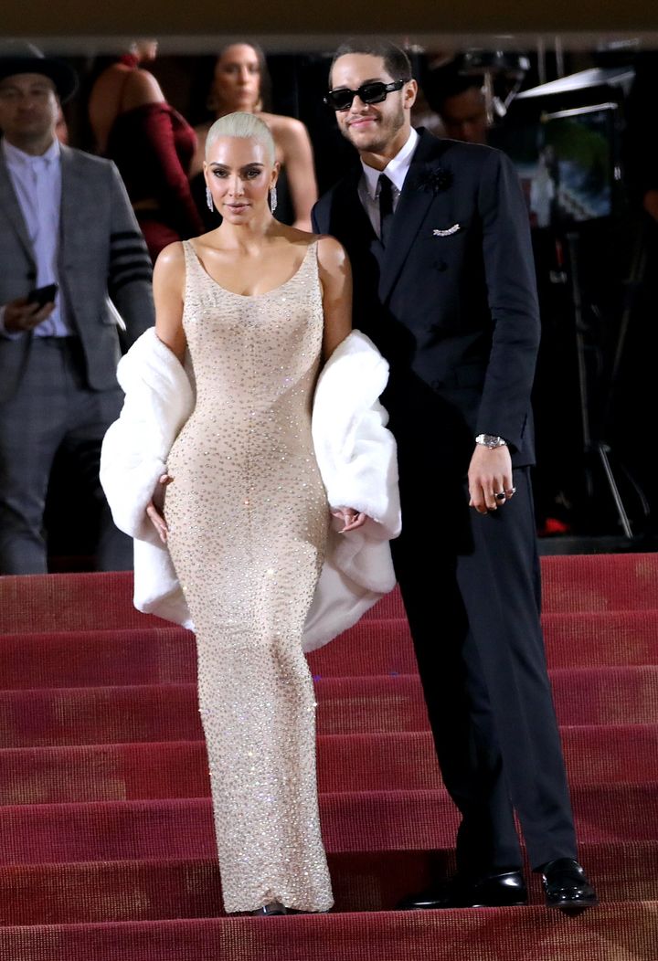 Kim Kardashian and Pete Davidson arrive to the 2022 Met Gala Celebrating "In America: An Anthology of Fashion" at The Metropolitan Museum of Art on May 02, 2022 in New York City. (Photo by Jose Perez/Bauer-Griffin/GC Images)