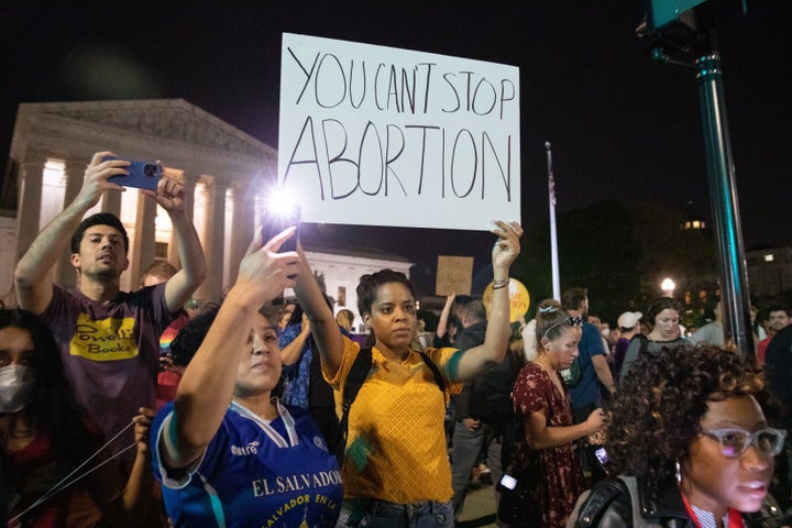 Pro-choice protesters rally in front of the Supreme Court on May 2, 2022.