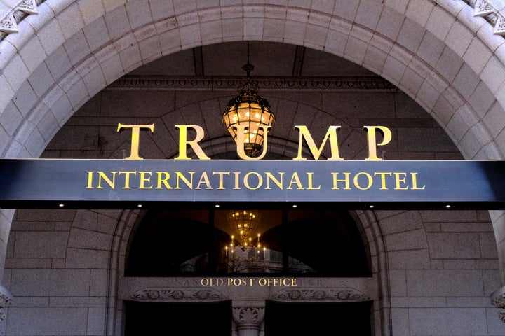 This March 11, 2019, file photo shows the entrance of the Trump International in Washington. 