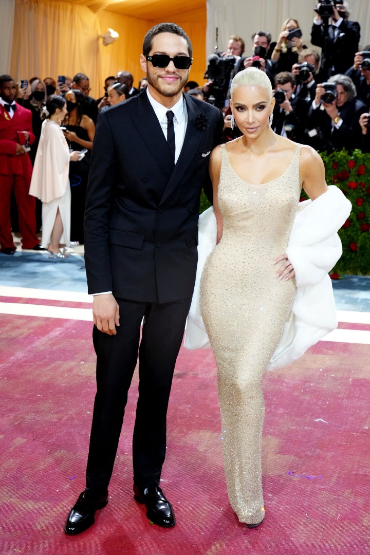 Pete Davidson and Kardashian walk the red carpet together.