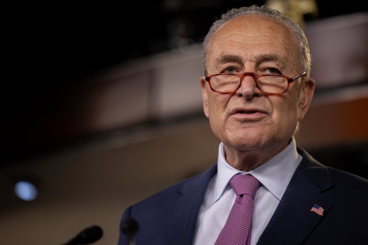 Senate Majority Leader Chuck Schumer (D-N.Y.) speaks during a press conference on April 28. He said Tuesday that his chamber vote on a bill to codify Roe v. Wade.