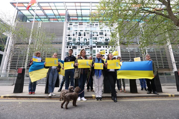 A group of would-be hosts, sponsors and supporters of Ukrainian refugees, hold a Vigil 4 Visas outside the Home Office in London.