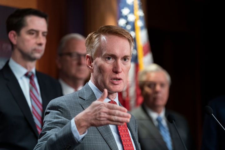 Sen. James Lankford (R-Okla.), speaks with reporters on Wednesday, March 10 in Washington.