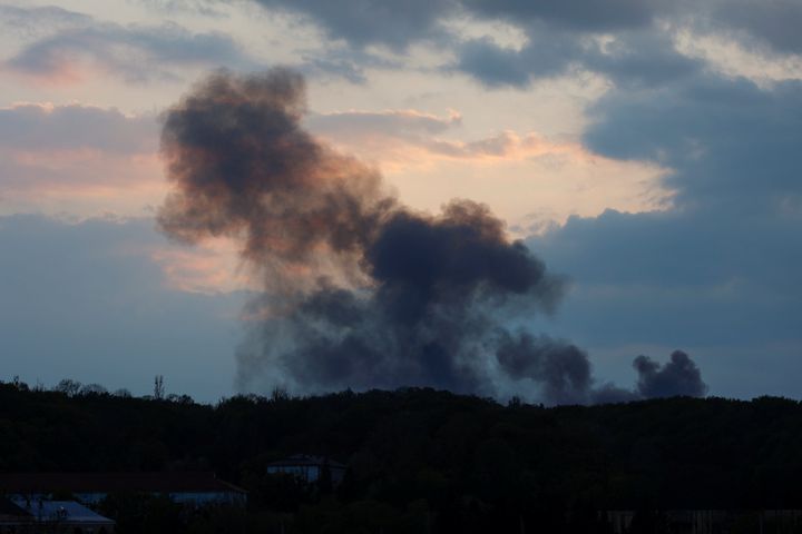 Smoke rises after missile strikes, as Russia's attack on Ukraine continues, in Lviv, Ukraine May 3, 2022. REUTERS/Vladyslav Sodel