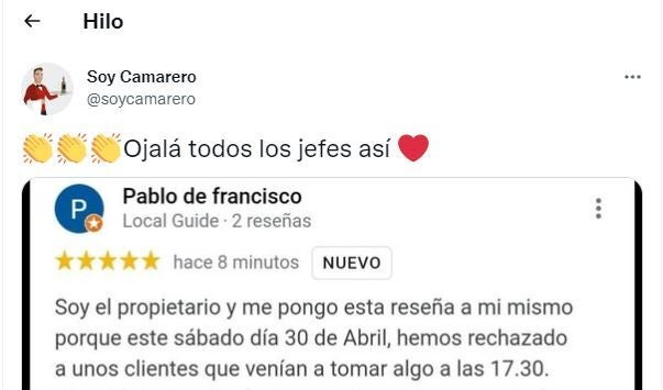 El tuit de @soycamarero.