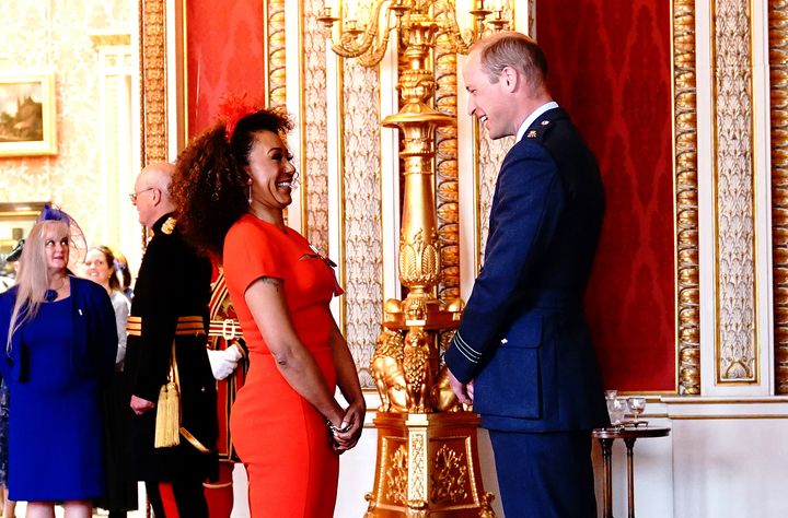 Mel B is made a MBE by the Duke of Cambridge at Buckingham Palace