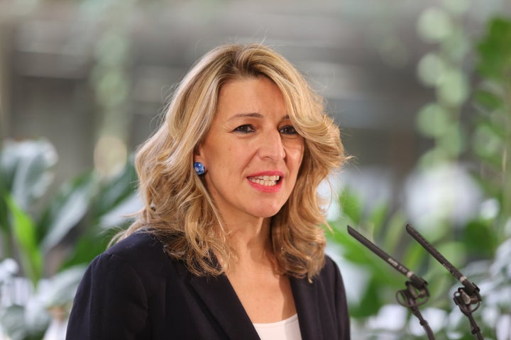 Yolanda Díaz, el pasado 4 de abril, en un acto del SEPE en Madrid.