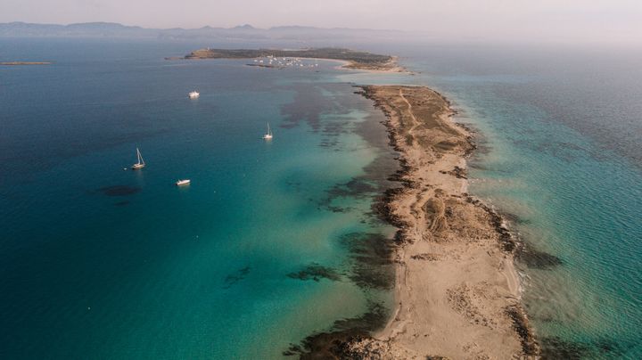 Ses Illetes, en Formentera, a vista de dron.