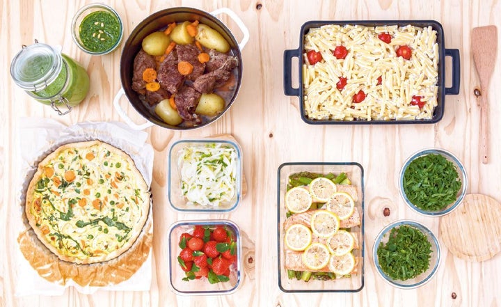 The five dishes of this spring week, once done.