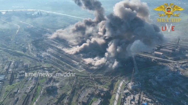 Vista aérea de un bombardeo ruso