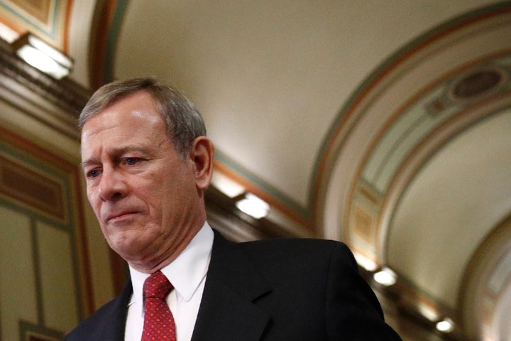 Chief Justice of the United States John Roberts departs at the end of the day in the impeachment trial of President Donald Trump on charges of abuse of power and obstruction of Congress on Capitol Hill in Washington, Wednesday, Jan. 29, 2020. (AP Photo/Patrick Semansky, File)