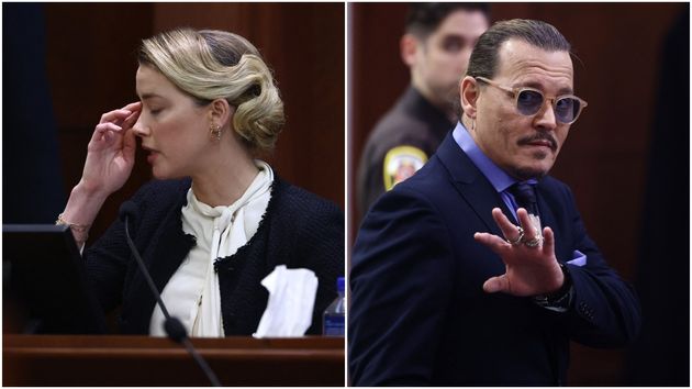 Amber Heard and Johnny Depp appear in court Thursday.