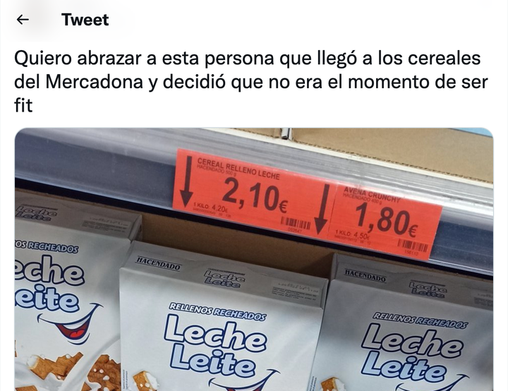 tuit sobre lo que encontró en Mercadona