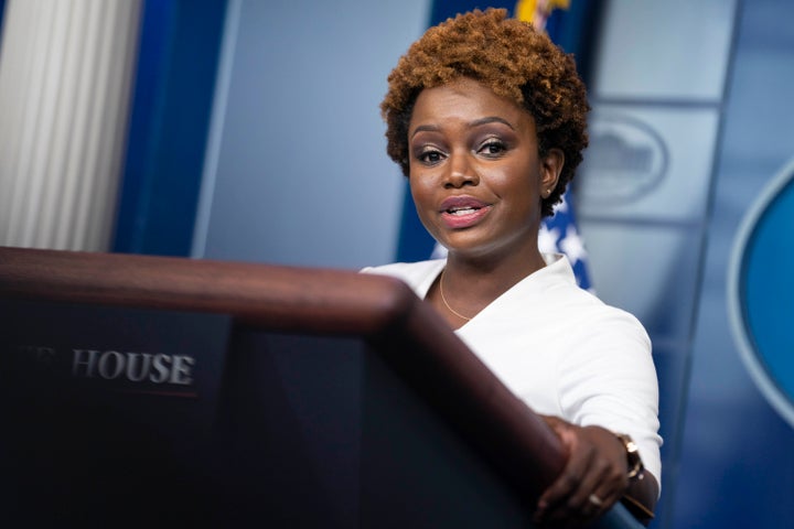 White House Deputy Press Secretary Karine Jean-Pierre speaks during the daily press briefing at the White House on November 5, 2021 in Washington, DC. Jean-Pierre spoke to reporters about the Build Back Better agenda and the October jobs reports.