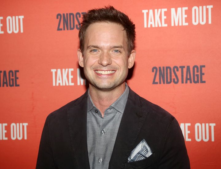 Actor Patrick J. Adams is making his Broadway debut in "Take Me Out," now playing at New York's Helen Hayes Theatre.
