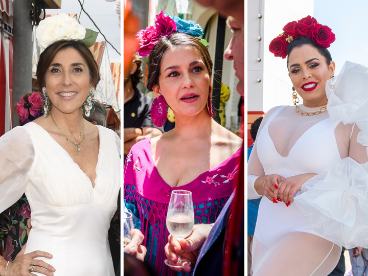Paz Padilla, Inés Arrimadas y Amor Romeira, en la Feria de Abril 2022.