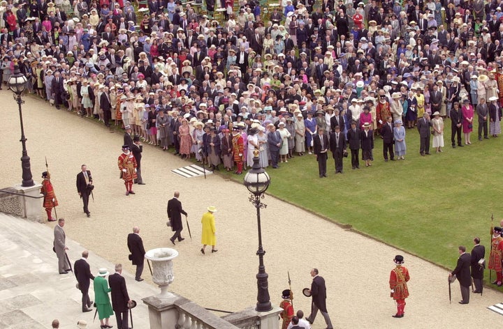 The queen, Prince Philip, Prince Charles and Prince Michael of Kent pictured astatine a plot enactment astatine Buckingham Palace.