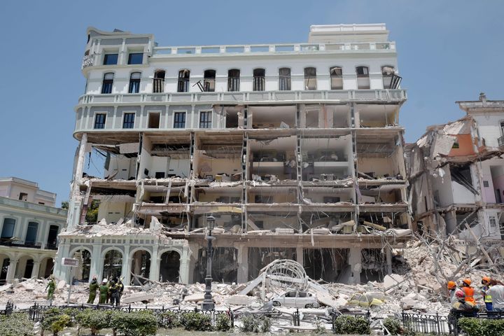 View of the Saratoga Hotel after a powerful explosion in Havana, Cuba.