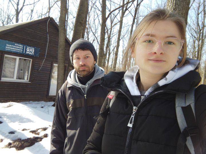 This March 2022 photograph  provided by Alona Shulenko shows her, right, and chap  zoologist Anton Vlaschenko extracurricular  the Feldman Ecopark country  outpost of the Ukrainian Bat Rehabilitation Center successful  Kharkiv, Ukraine. 