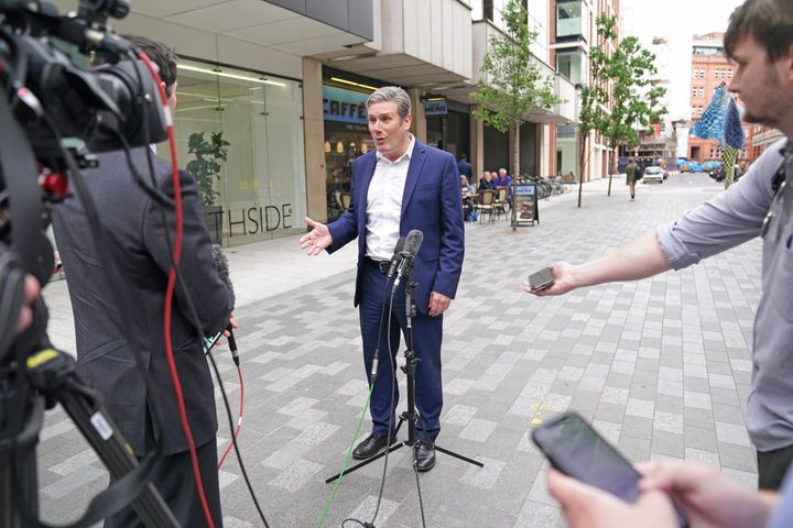 Keir Starmer makes a statement outside Labour Party headquarters following the announcement that he is to be investigated by police amid allegations he broke lockdown rules last year.