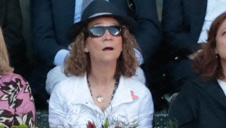 La infanta Elena, durante el partido entre Alcaraz y Zverev en el Mutua Madrid Open de tenis.