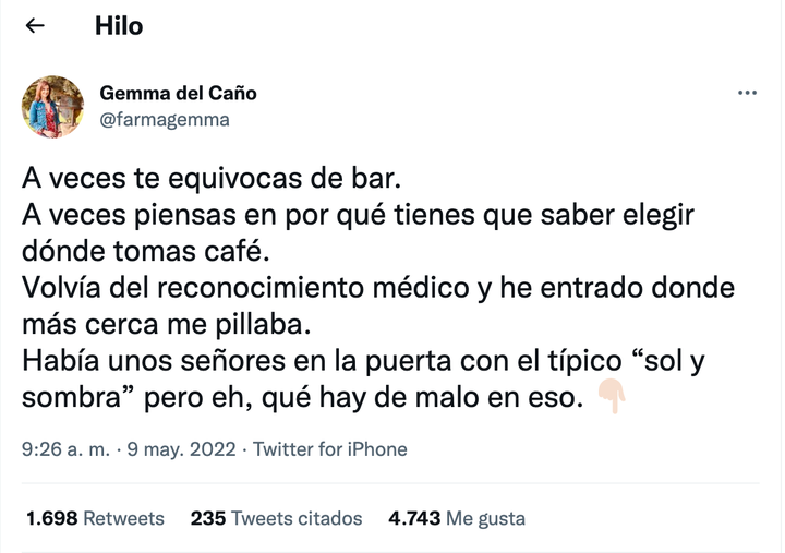 Tuit de Gemma del Caño.