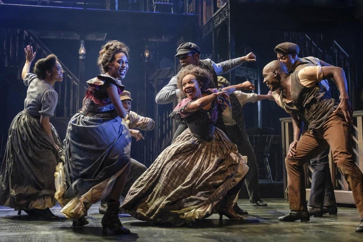 Hailee Kaleem Wright, Karen Burthwright and Sidney Dupont pictured during a performance of "Paradise Square."