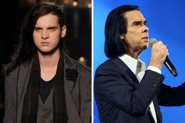 Jethro Lazenby (L), who has died, and his father Nick Cave