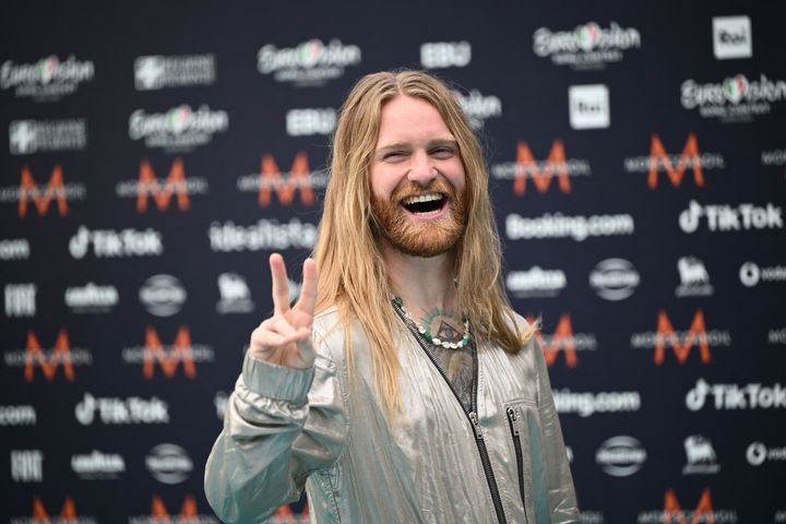 Sam walks the red carpet in Turin ahead of this year's Eurovision Song Contest