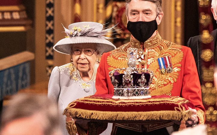 The Queen follows the imperial state crown along the royal gallery during the state opening of parliament last year.