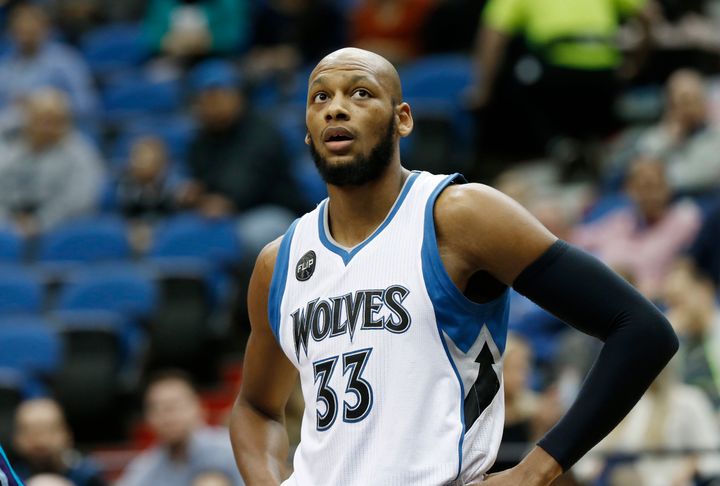 Minnesota Timberwolves Adreian Payne plays against the Charlotte Hornets in the first quarter of an NBA basketball game, Tuesday, Nov. 10, 2015, in Minneapolis.