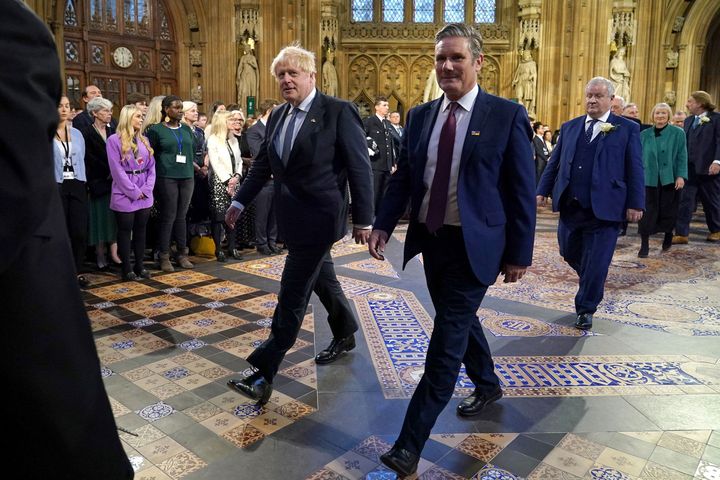 Starmer and Johnson appeared on friendly terms when attending the State Opening of Parliament together