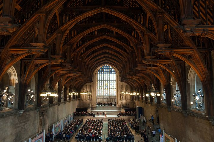 Aung San Suu Kyi addresses both houses of parliament in Westminster Hall, 2012. 