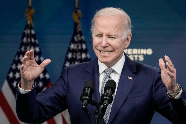 President Joe Biden speaks about inflation and the economy in the South Court Auditorium on the White House campus Tuesday.