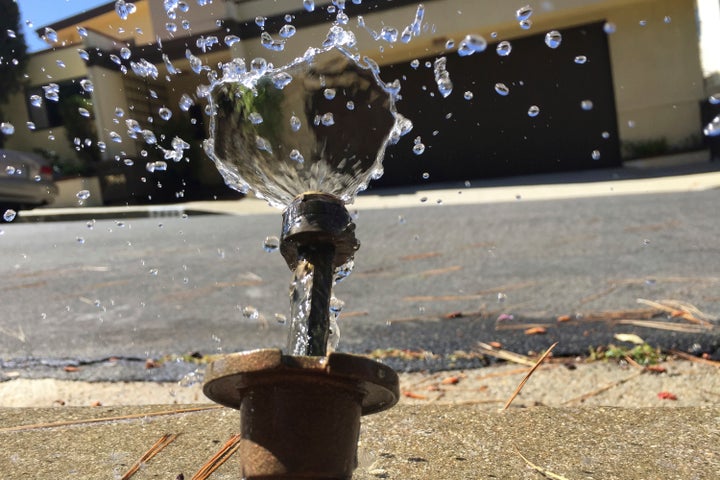 FILE - The city of Los Angeles is moving to require its nearly 4 million residents to reduce outdoor watering from three days a week to two as California's drought lengthens, Mayor Eric Garcetti announced Tuesday, May 10, 2022. (AP Photo/Damian Dovarganes, File)