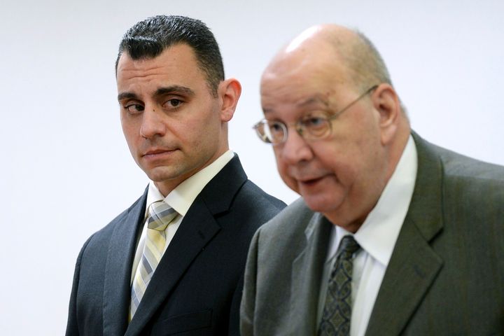 Richard Dabate, left, has been convicted of murder in the 2015 killing of his wife in a case built partly on evidence provided by her Fitbit exercise activity tracker. (Stephen Dunn/Hartford Courant via AP, Pool, File)