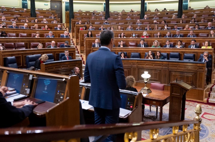 El presidente del Gobierno, Pedro Sánchez, ante el Congreso, en una imagen de archivo.