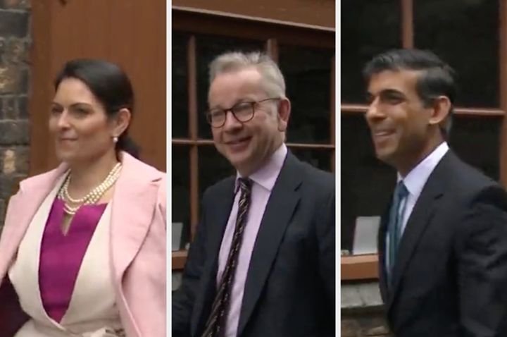 Ministers faced awkward questions about partygate when they arrived for a meeting with the prime minister in Stoke-on-Trent