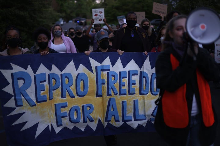 Abortion rights advocates stage a protest outside Justice Samuel Alito's house on May 9 in Alexandria, Virginia.