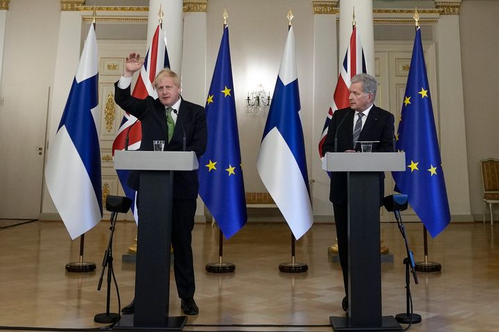 Britain has signed a security assurance with Sweden and its neighbor Finland, both pondering whether to join NATO following Russia's invasion of Ukraine, pledging to "bolster military ties" in the event of a crisis and support both countries should they come under attack. (AP Photo/Frank Augstein, Pool)