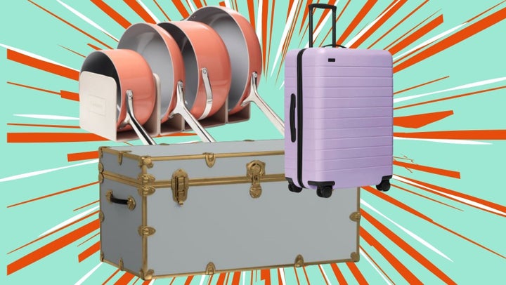 Prepare your grad for their next journey in life with this non-toxic pan set and matching storage shelf, this large steamer trunk and a cult favorite suitcase fitted with all the bells and whistles.