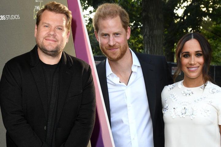 James Corden, Prince Harry and Meghan Markle