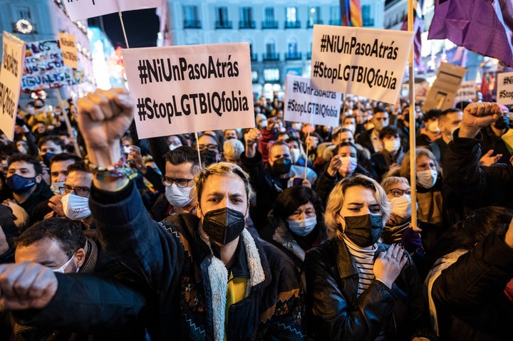 Manifestación contra la LGTBIfobia en Madrid, en diciembre de 2021.