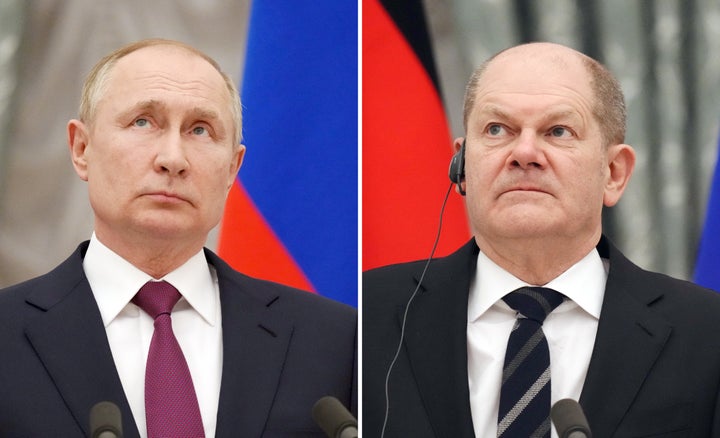 Vladimir Putin y Olaf Scholz.