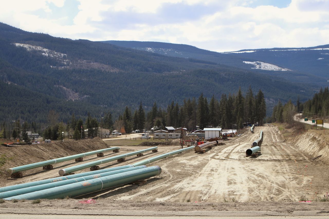 Construction of the Trans Mountain Pipeline runs through a residential area in Vavenby, B.C. The construction of the path is part of a massive expansion route of the federally-owned pipeline.