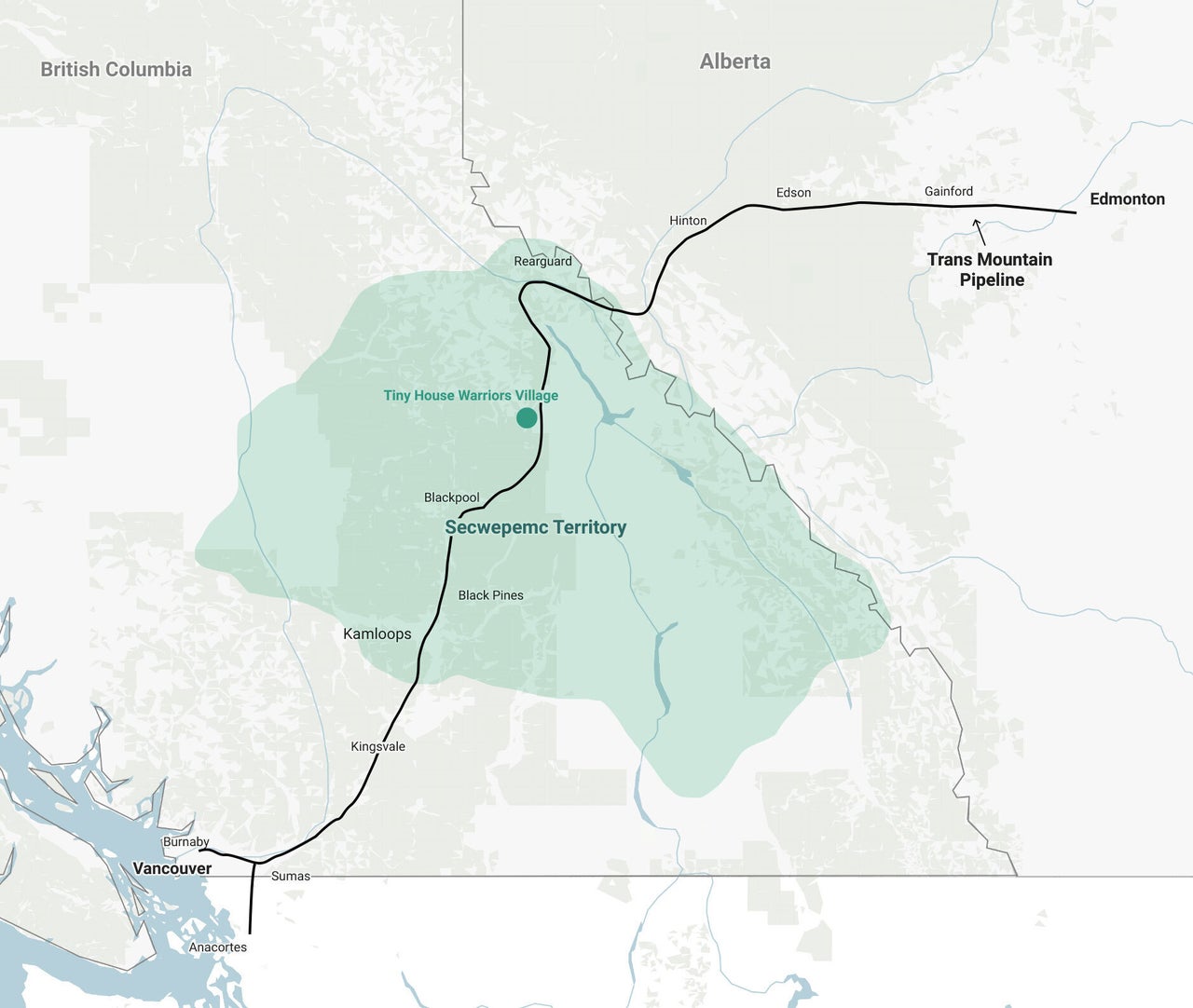 The pipeline route runs through through Secwepemc Territory.