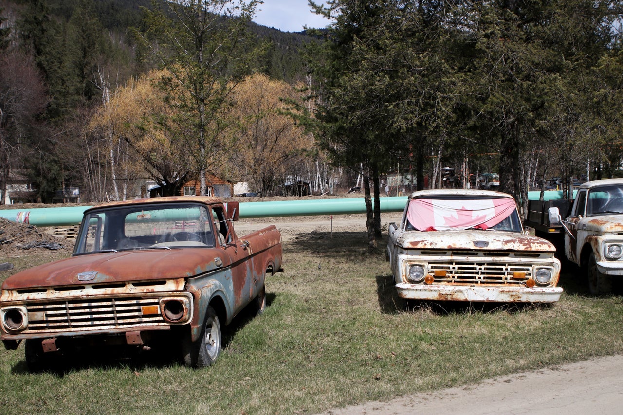 Construction of the Trans Mountain Pipeline runs through in a neighborhood in Vavenby, B.C.