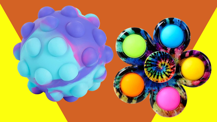 A pop fidget ball and pop fidget spinner from Amazon.