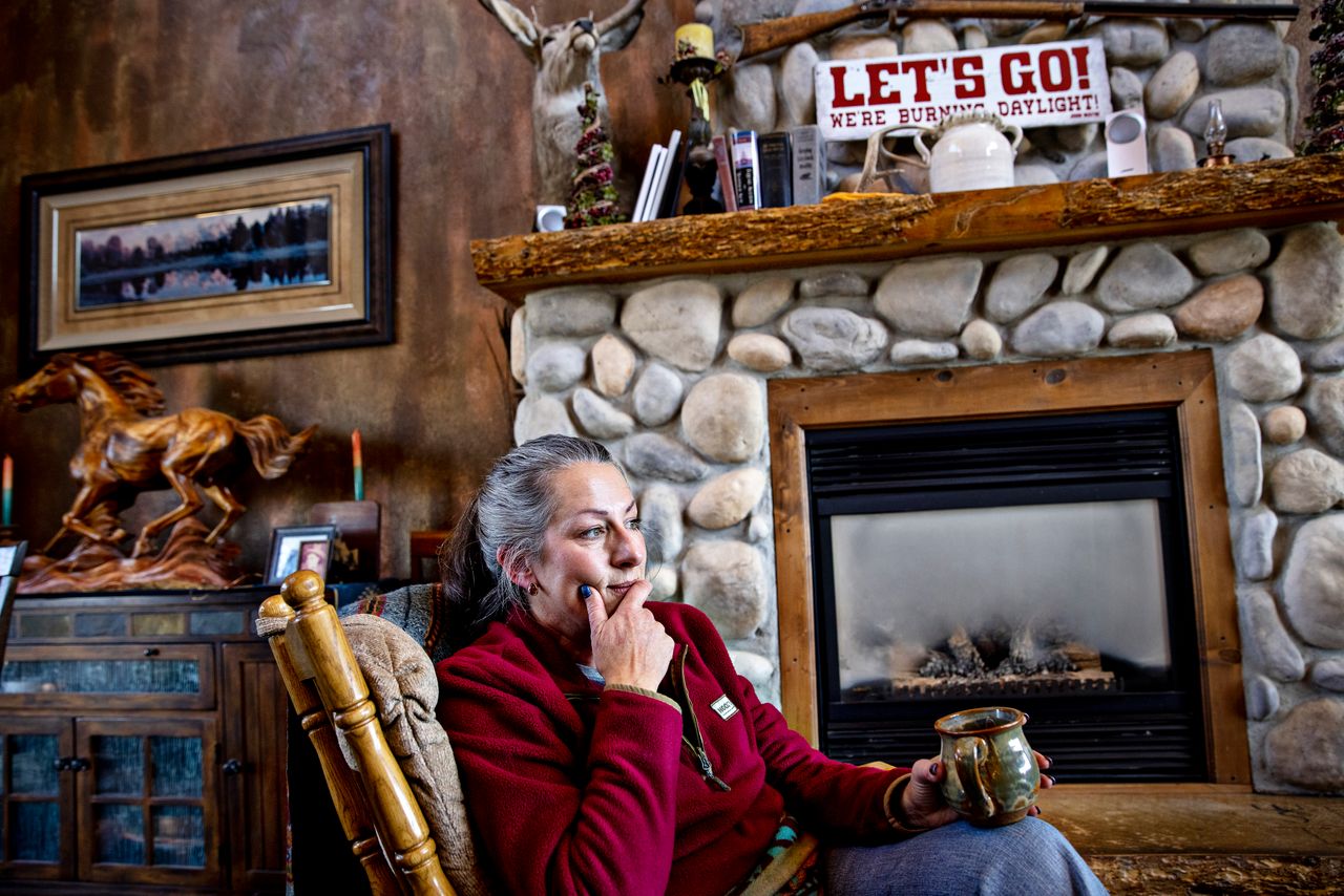Jennifer Ellis, photographed in her home on April 3, 2022, created Take Back Idaho to push back against the right-wing, extremist views and tactics that have dominated the state's politics. 