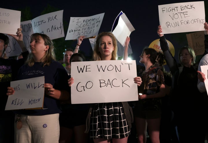 Supporters of abortion rights rally outside the U.S. Supreme Court on May 2 after Justice Samuel Alito's draft opinion on overturning Roe v. Wade was leaked.